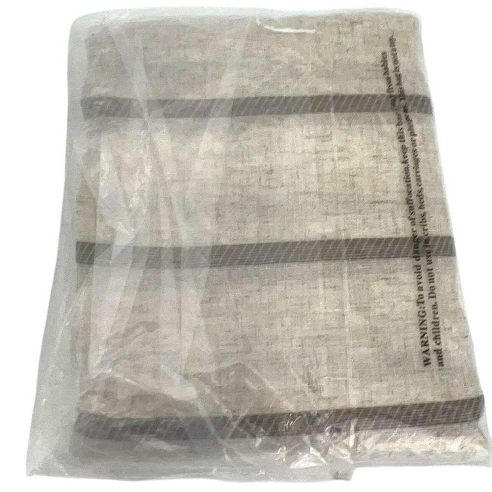 Clean Window Lichtenberg 84x52 Twill Stripe Curtain single Panel Beige Brown NIB